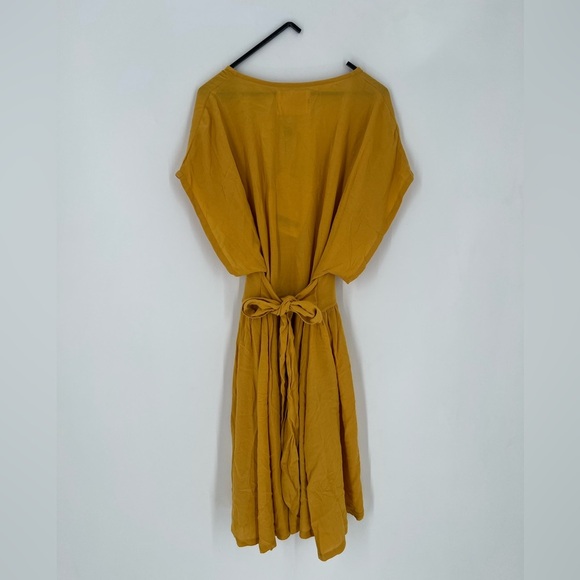 Leon & Harper Rhina Tie Belted Front Button Mini Dress In Yellow - Picture 6 of 6